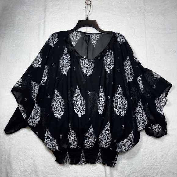Max Kimono Blouse Womens Size Large Chiffon Boho Whimsigoth Y2K Artsy - Picture 1 of 7